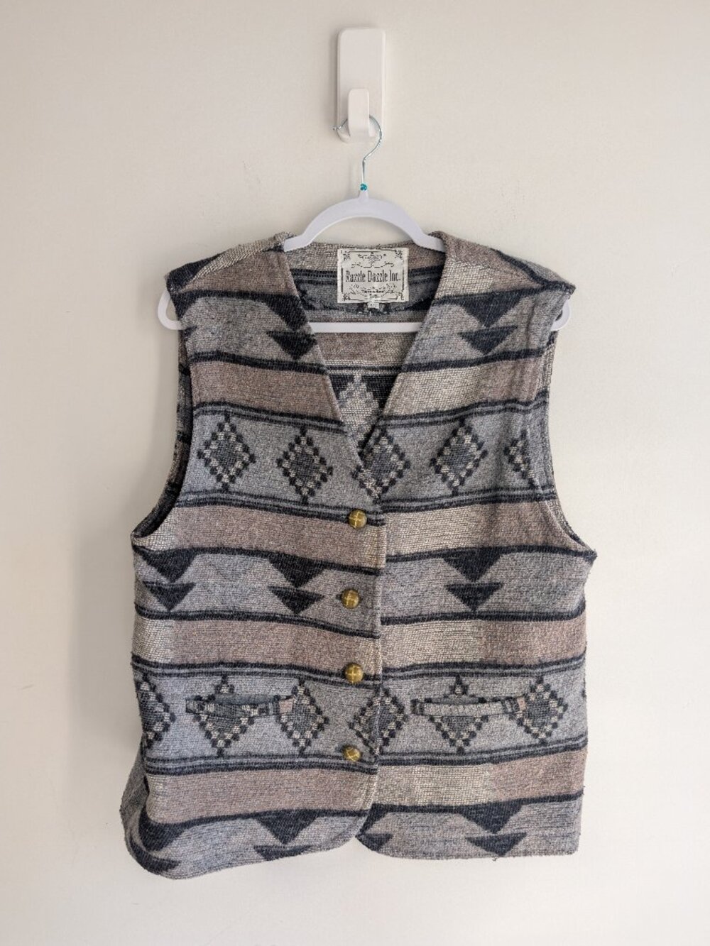 Razzle Dazzle Southwestern Aztex Print Wool Blend Vest